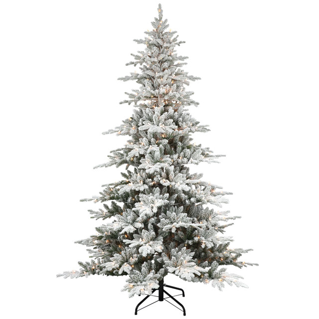 6-1/2 foot prelit flocked Utah fir tree, clear lights