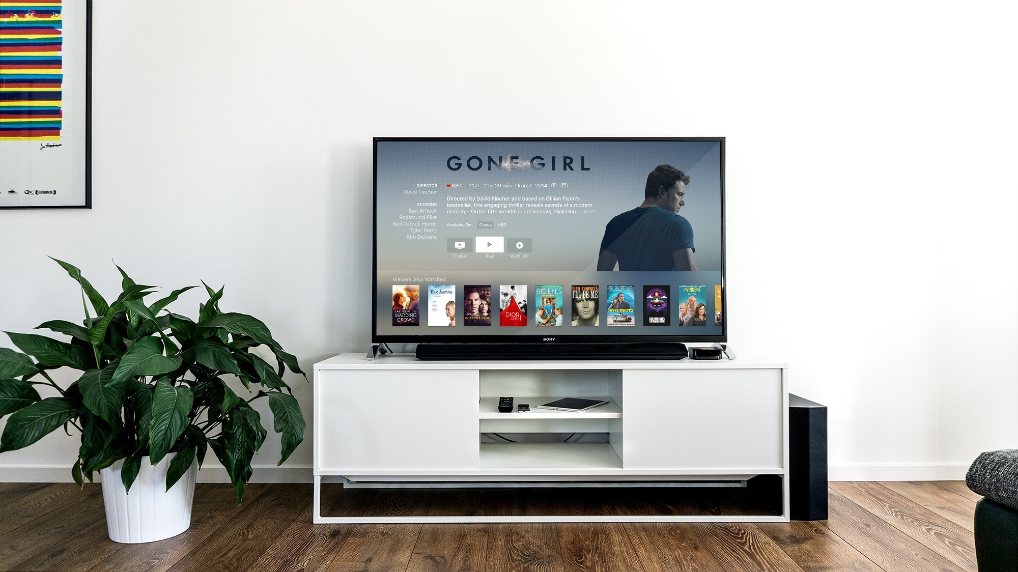 TV with selection of movies and shows